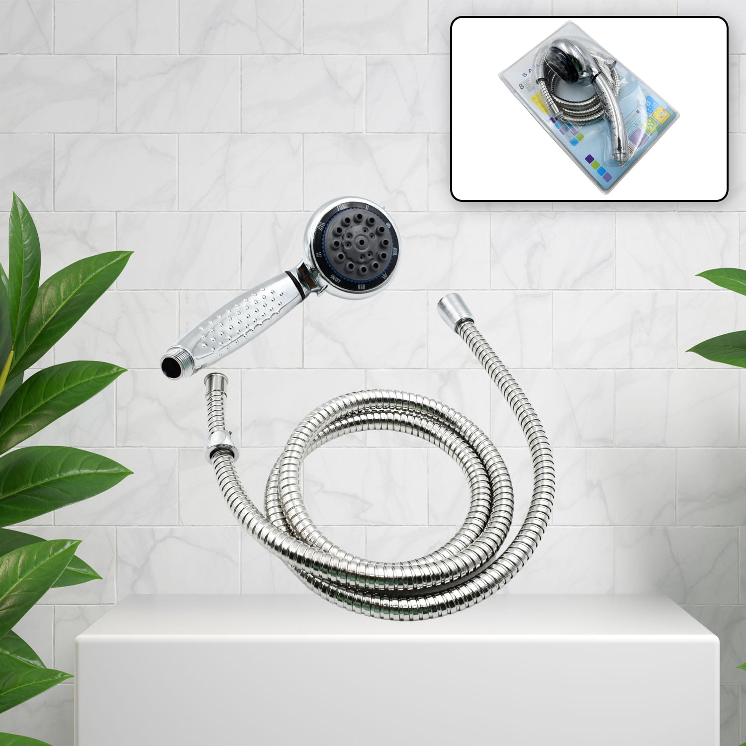 9365 Shower Head and Stainless Steel Hose Multi-Function Plastic High Pressure Shower Spray for Bathroom 9365 Shower Head and Stainless Steel Hose Multi-Function Plastic High Pressure Shower Spray for Bathroom